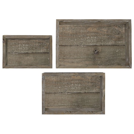 Ekena Millwork Rectangle, Closed Back, Vintage Farmhouse Shadow Box Shelves, Barnwood Decor Collection, PK3 DECR18SBRTCBPG